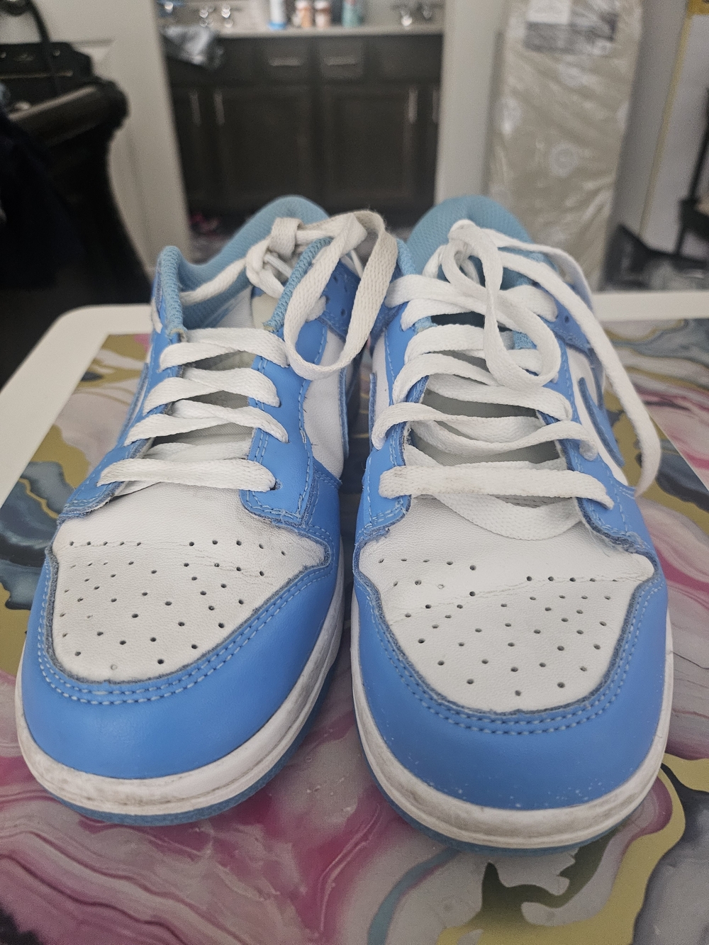 Nike Women White and Blue Low-Top Sneakers - Picture 3 of 3